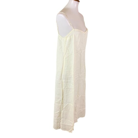 Jessica McClintock Cream Slip Midi Dress Spaghetti Strap Small Slit Large - Picture 4 of 6